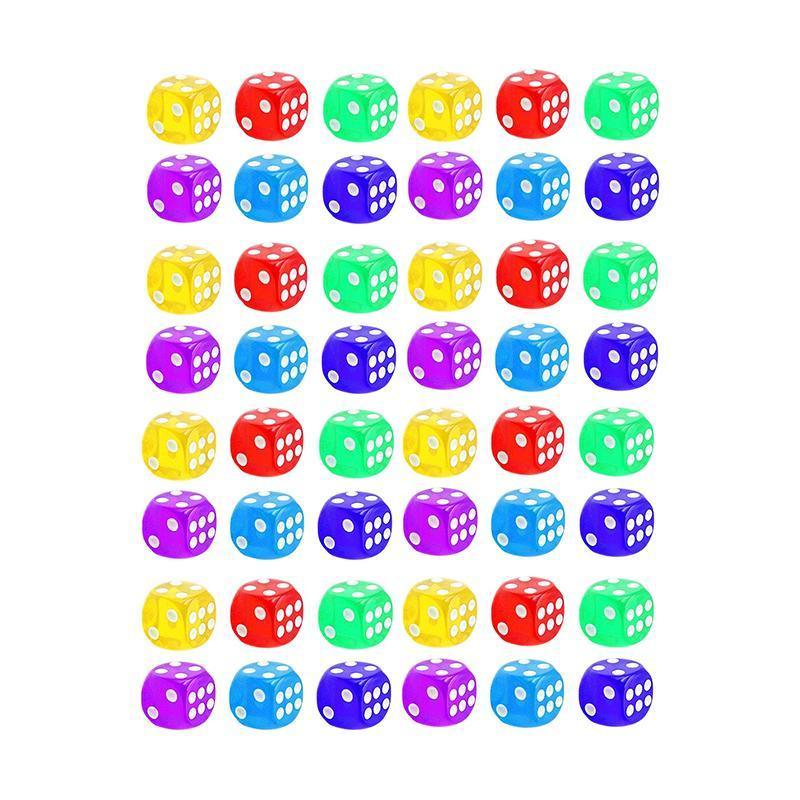 12-48PCS 6 Sided Games Dice Transparent Coloured Game Play Toy Bulk Board Game - 12PCS 8
