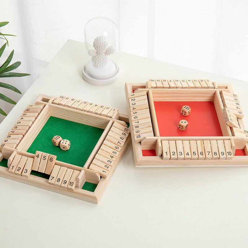 Shut The Box Game Wooden Board Number Drinking Dice Toy Family Traditional Au Dm - Red #1 3