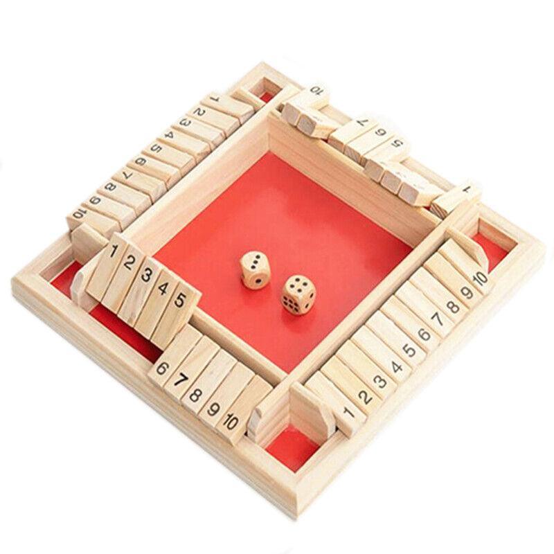 Shut The Box Game Wooden Board Number Drinking Dice Toy Family Traditional Au Dm - Red #1 7