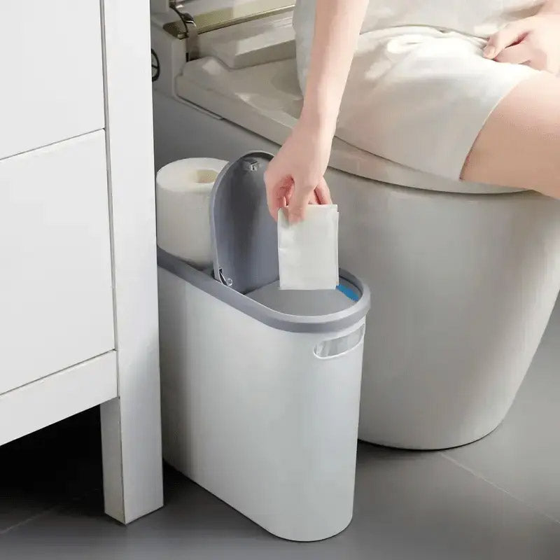 Simple Garbage Can with Lid Household Clamped Plastic Bucket Flip Lid Kitchen 5