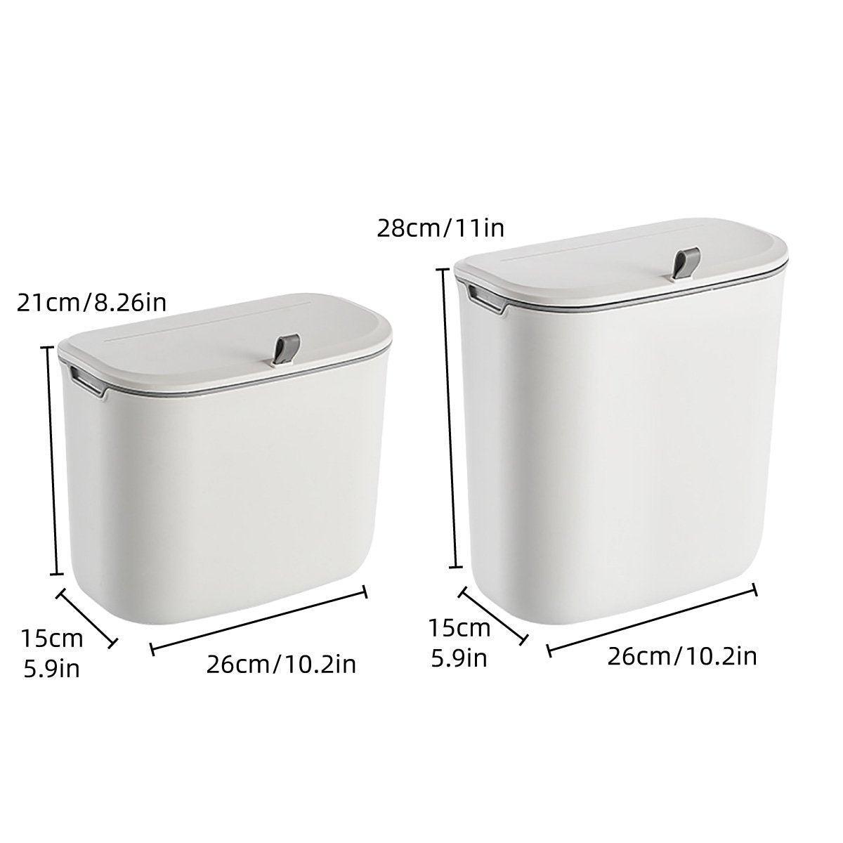 Wall Mounted Hanging Wastebasket with Sliding Lid for Kitchen and Bathroom Use - 7L 3
