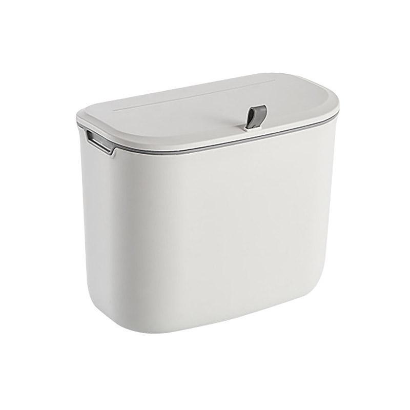 Wall Mounted Hanging Wastebasket with Sliding Lid for Kitchen and Bathroom Use - 7L 7