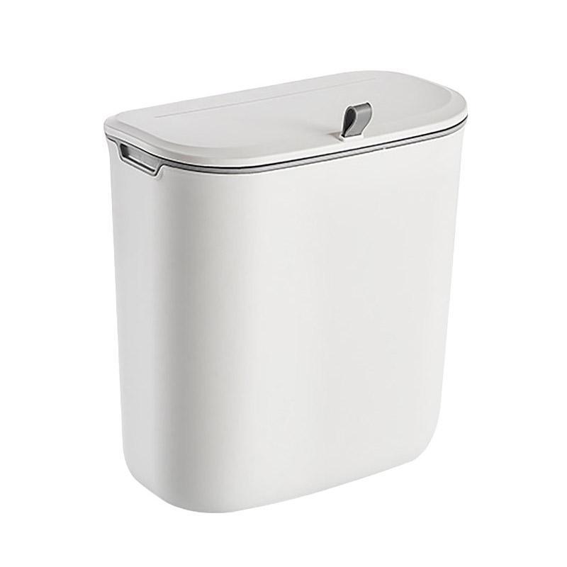 Wall Mounted Hanging Wastebasket with Sliding Lid for Kitchen and Bathroom Use - 9L 6