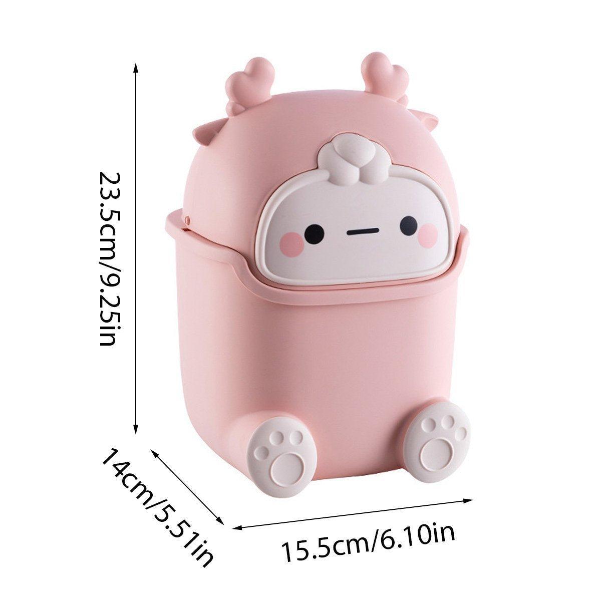 Mini Monster Trash Can Desktop Flip Top Garbage Bin Small Plastic Waste Basket - Light Blue 3