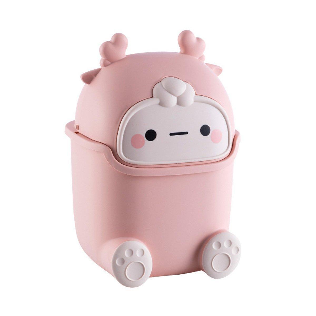 Mini Monster Trash Can Desktop Flip Top Garbage Bin Small Plastic Waste Basket - Light Blue 6