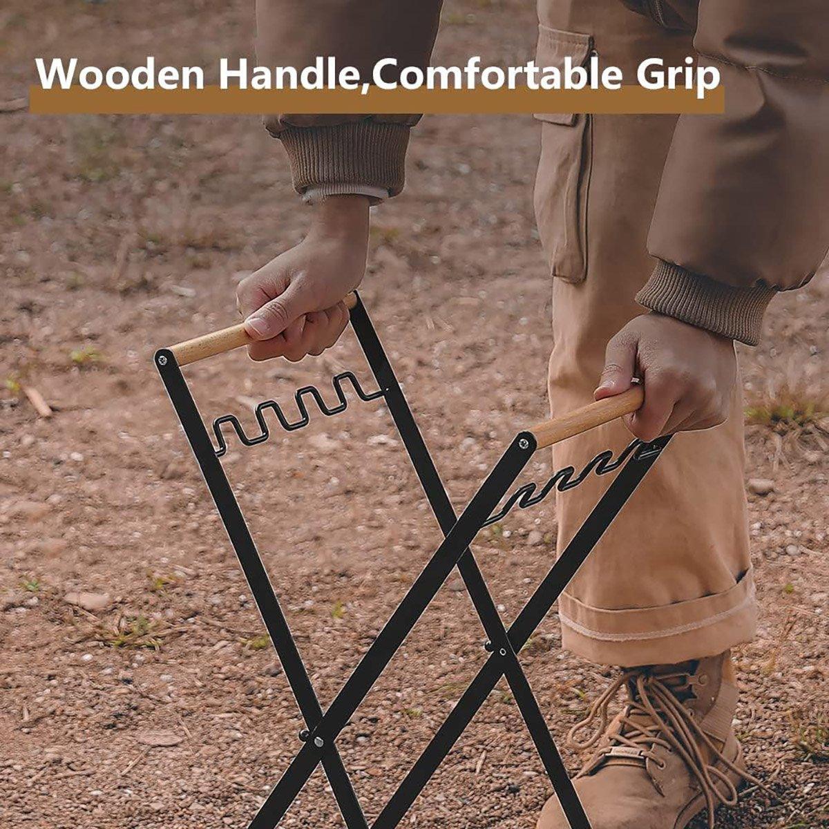 Outdoor Portable Wooden Folding Garbage Rack Picnic Barbecue Plastic Bag Holder 4