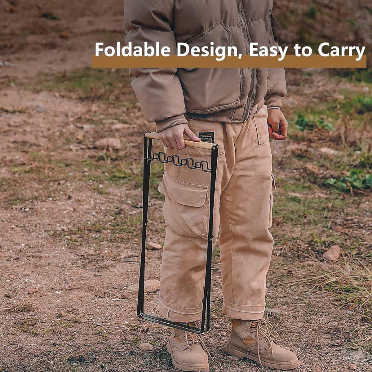 Outdoor Portable Wooden Folding Garbage Rack Picnic Barbecue Plastic Bag Holder 5