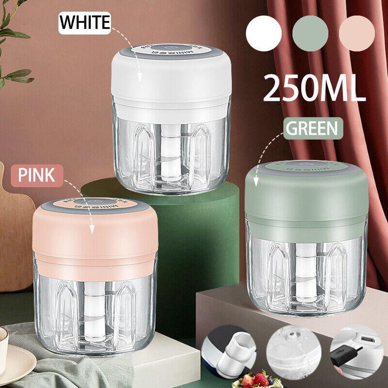 250Ml Usb Rechargeable Mini Food Garlic Grinder Electric Garlic Chopper Cordless - White