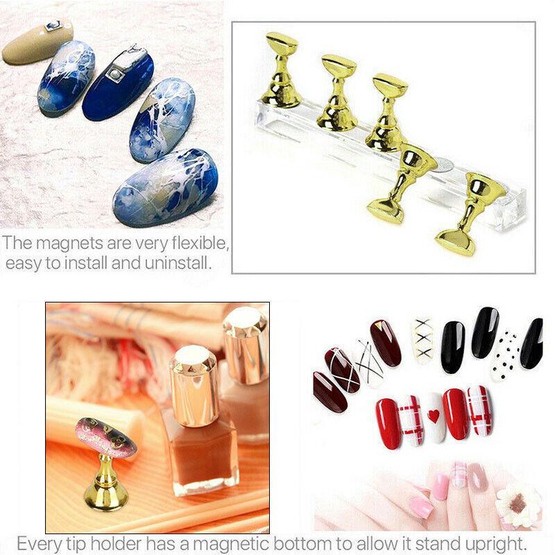 Acrylic Nail Display Stand with Snap On Tips Holders for Practice and Display - Black 4