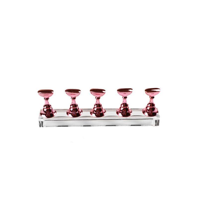 Acrylic Nail Display Stand with Snap On Tips Holders for Practice and Display - Pink 10