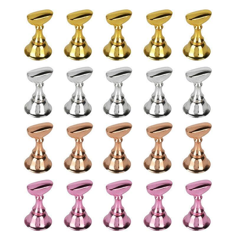 Acrylic Nail Display Stand with Snap On Tips Holders for Practice and Display - Silver