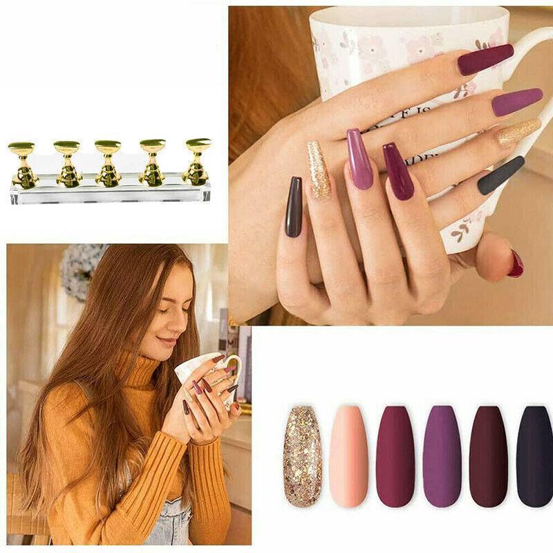 Acrylic Nail Display Stand with Snap On Tips Holders for Practice and Display - White 5