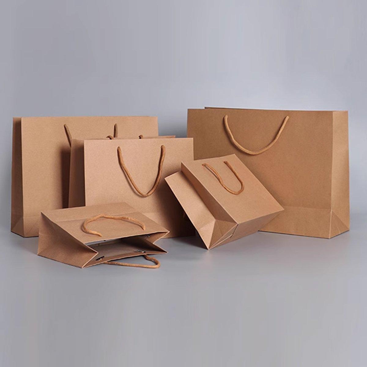 25pcs Paper Gift Bags Handbag Kraft Paper BagsParty Favors Wedding Packaging - 17x24x10cm 5