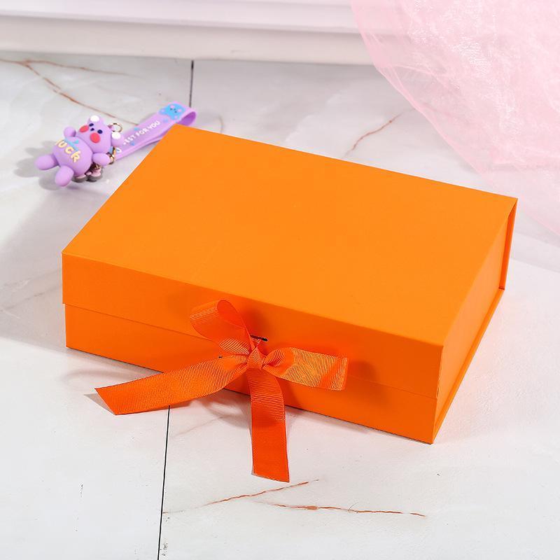 5X Medium Premium Gift Boxes with Ribbon Multi-Color Hamper Packaging Set - Orange 4
