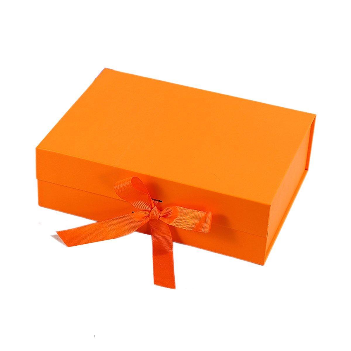5X Medium Premium Gift Boxes with Ribbon Multi-Color Hamper Packaging Set - Orange 9