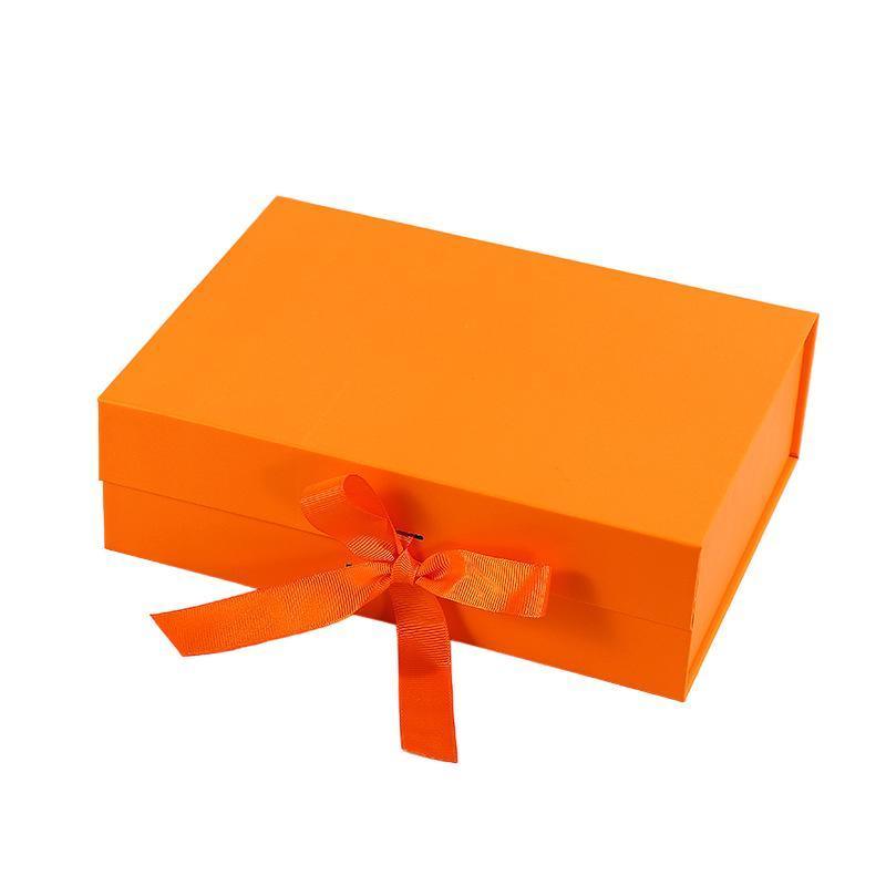 Elegant Ribbon Flip Folding Gift Boxes Multiple Colors High-Quality Cardboard - Black 8