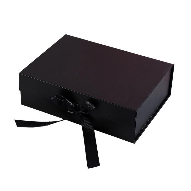 Elegant Ribbon Flip Folding Gift Boxes Multiple Colors High-Quality Cardboard - Black 9