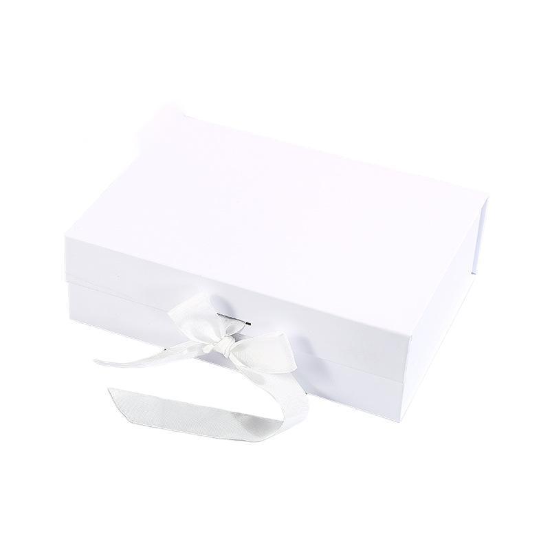 Elegant Ribbon Flip Folding Gift Boxes Multiple Colors High-Quality Cardboard - White 7