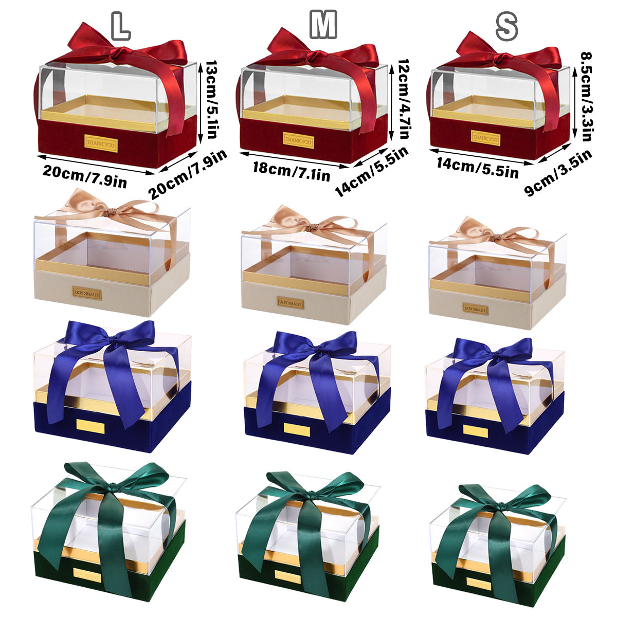 Acrylic Gift Box Clear Souvenir Display Case Bow Storage Container for Packaging - Red - L 3