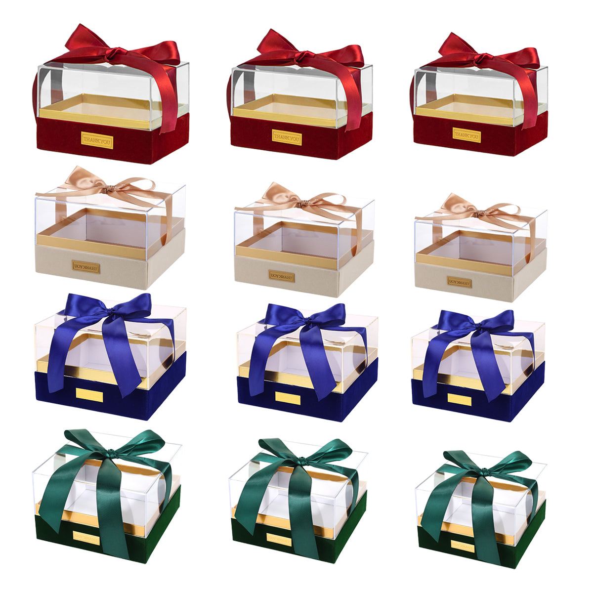 Acrylic Gift Box Clear Souvenir Display Case Bow Storage Container for Packaging - Red - M