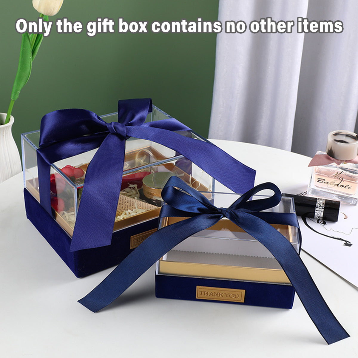 Acrylic Gift Box Clear Souvenir Display Case Bow Storage Container for Packaging - Red - M 5