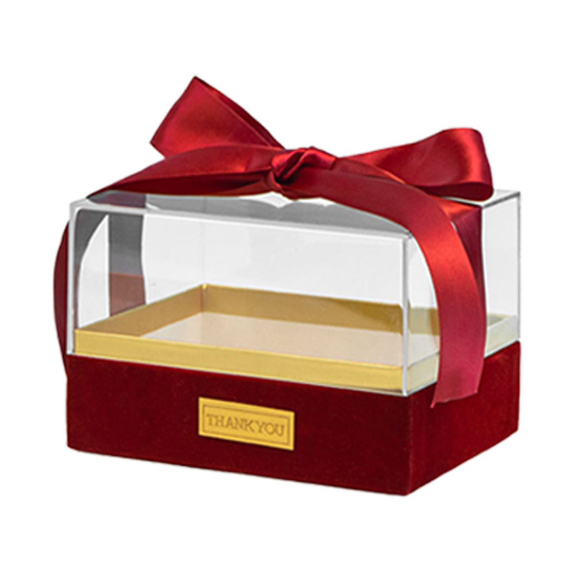 Acrylic Gift Box Clear Souvenir Display Case Bow Storage Container for Packaging - Red - M 7