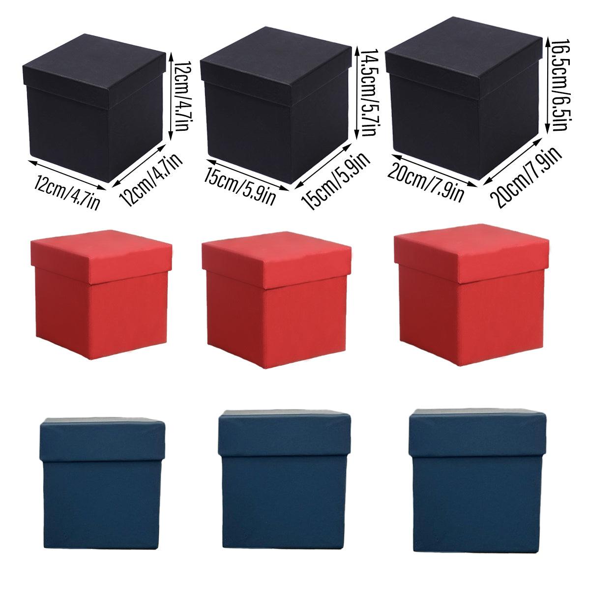 Square Gift Boxes 8pcs Empty Packaging Boxes for Favour Party Wedding Storage - Black-20x16.5cm 3