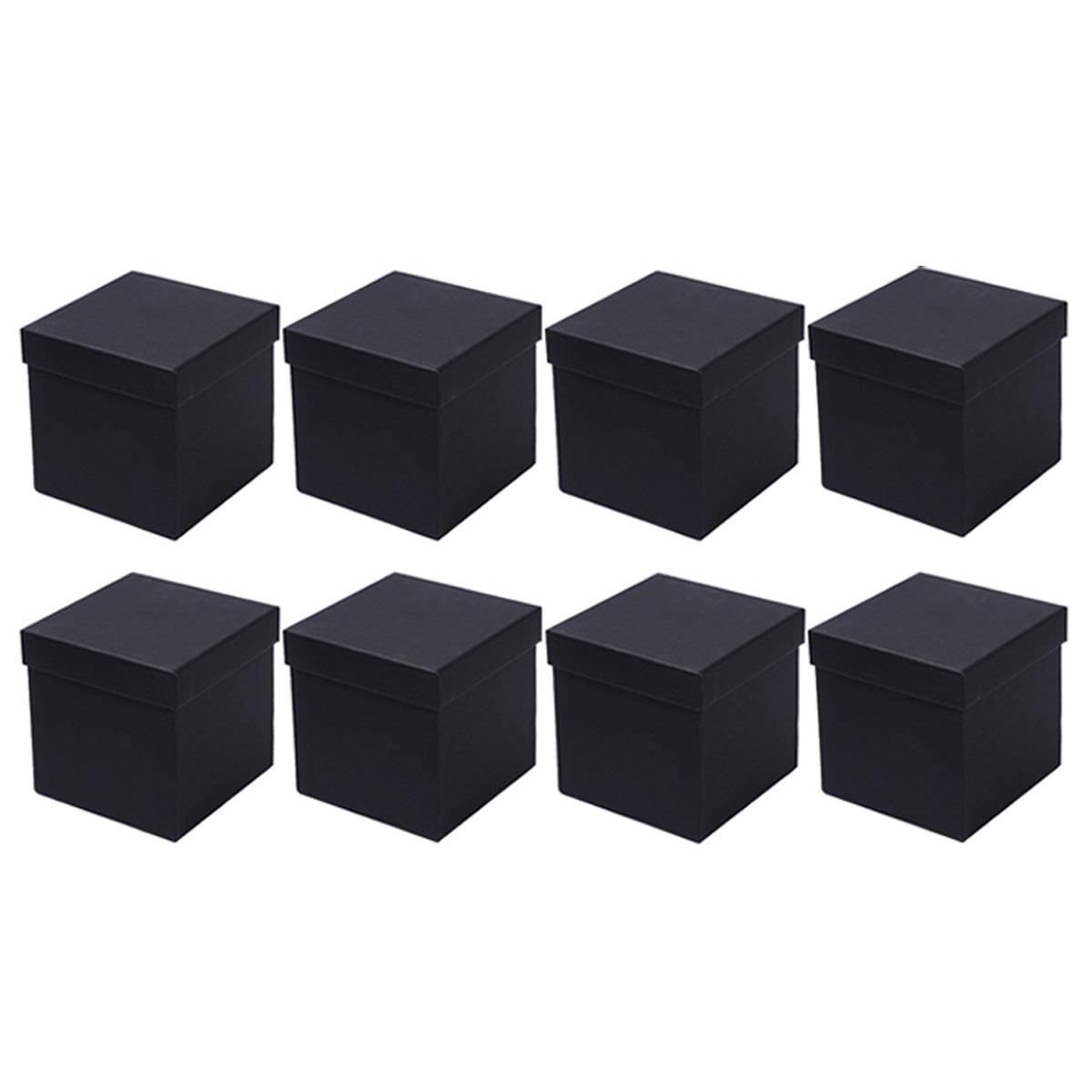 Square Gift Boxes 8pcs Empty Packaging Boxes for Favour Party Wedding Storage - Black-20x16.5cm 8