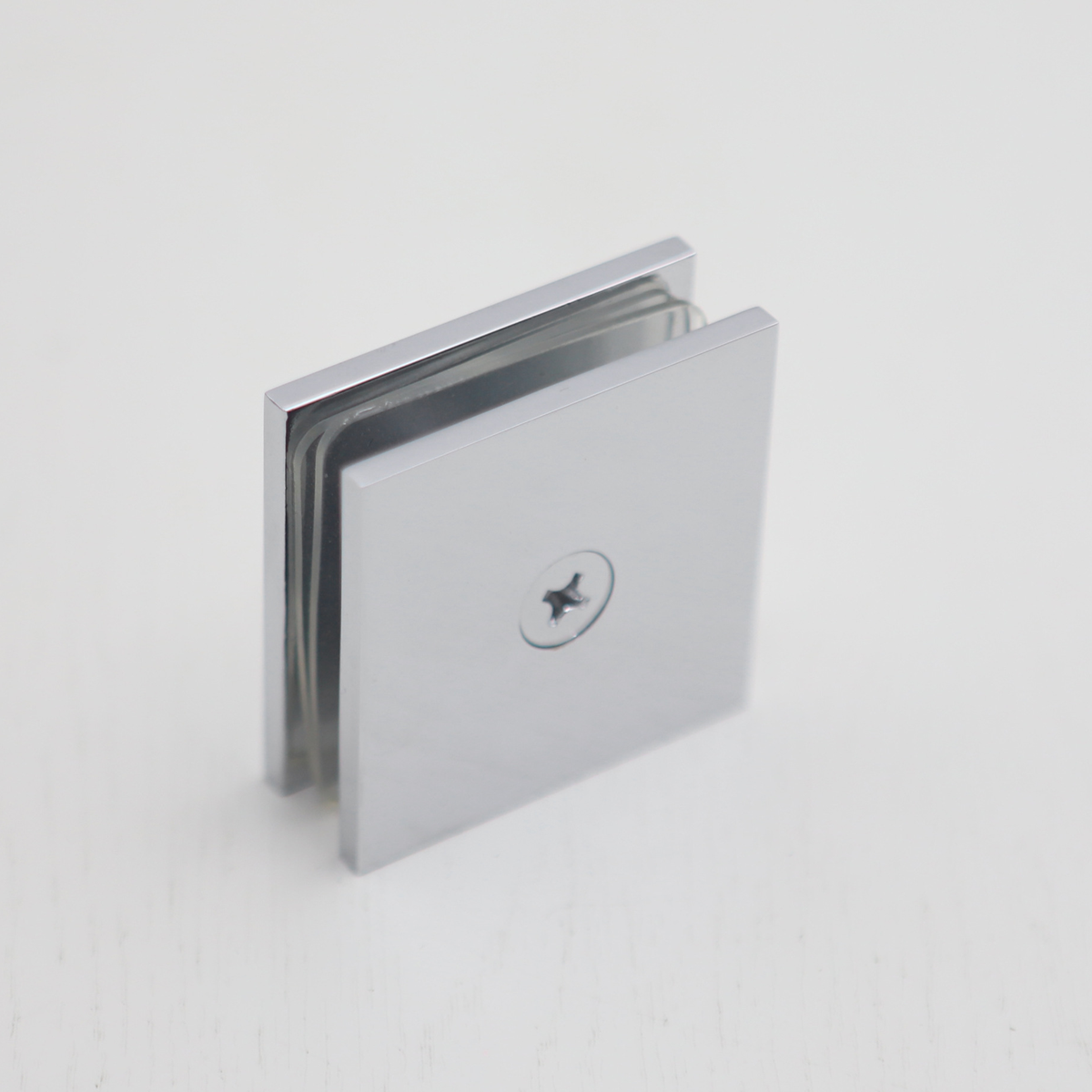 Shower Glass Clip Single Hole Square Bracket Partition Bathroom Accessories - Chrome 4