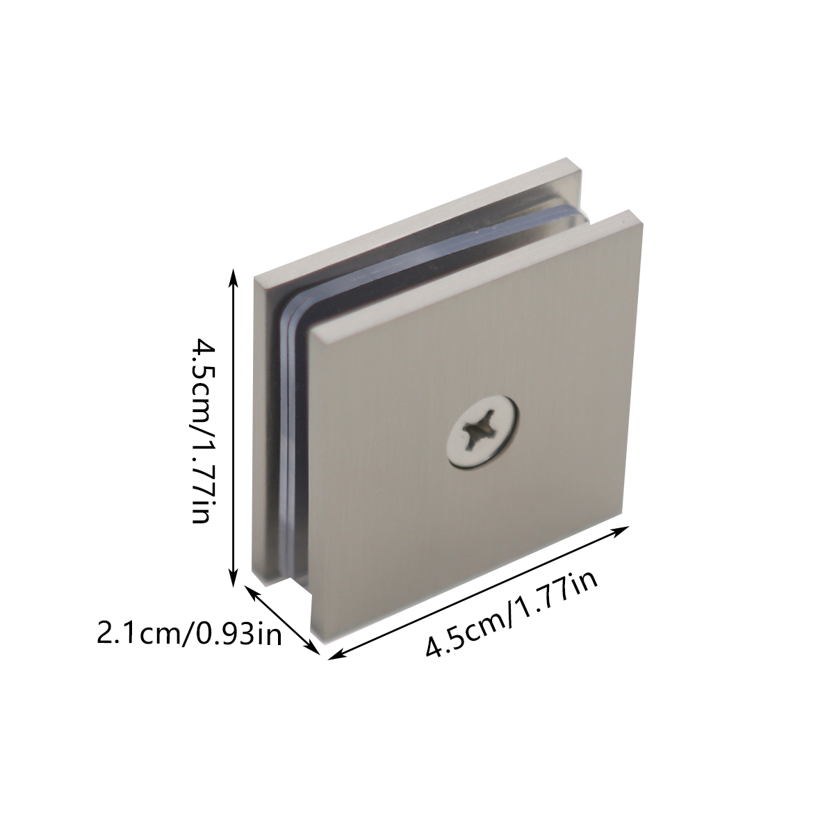 Shower Glass Clip Single Hole Square Bracket Partition Bathroom Accessories - Nickel 3