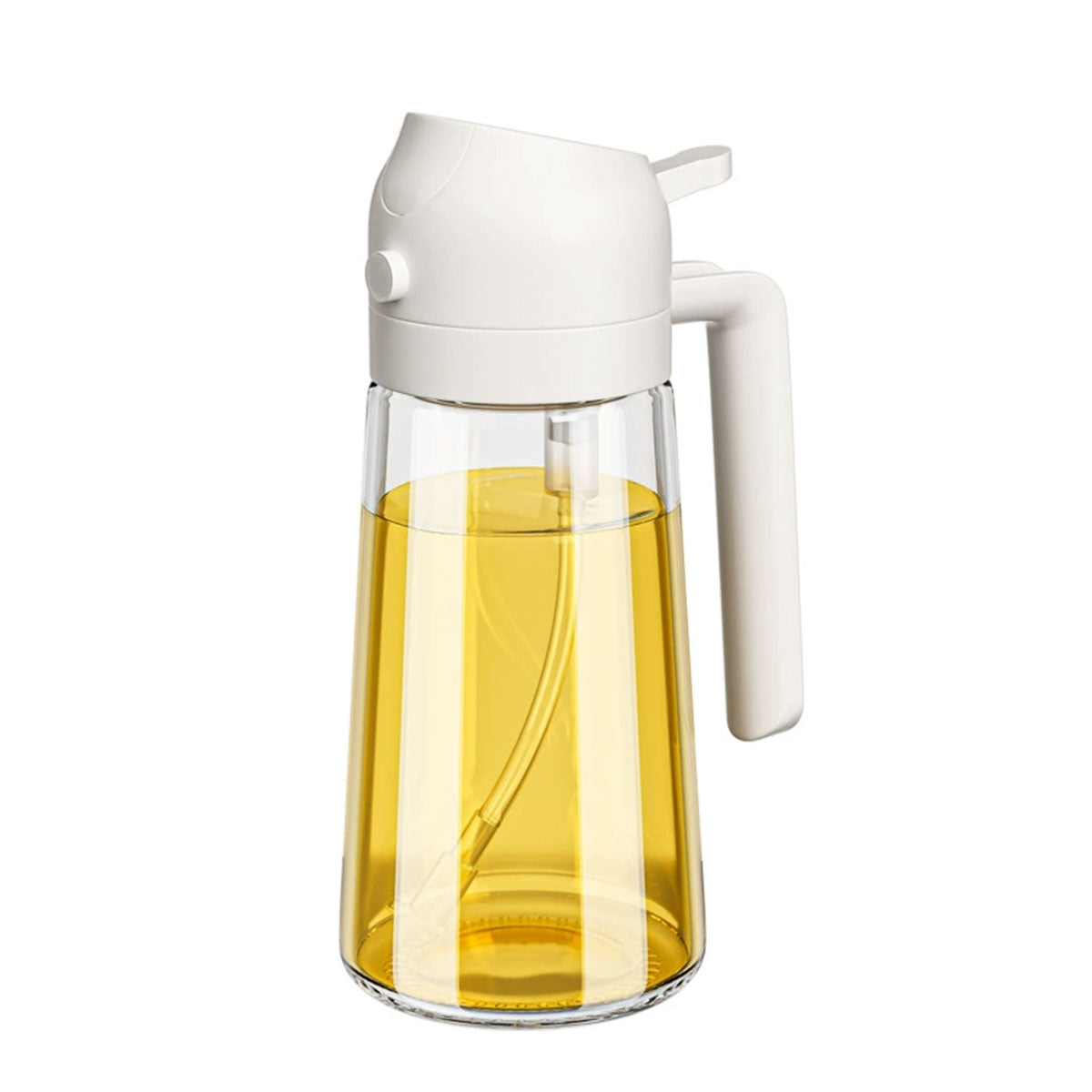 2-in-1 470ml Glass Oil Bottle Spray Pour Automatic Pressure Control Kitchen Tool - Beige 7