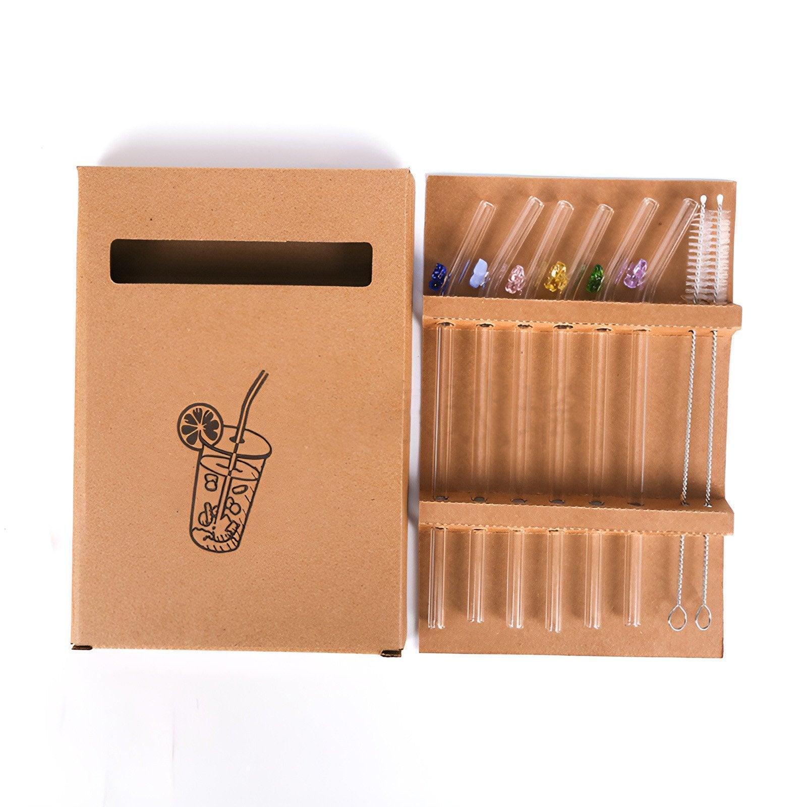 8pcs Colourful Butterfly Glass Straw Reusable Heat Resistant Proof MultiColours 4