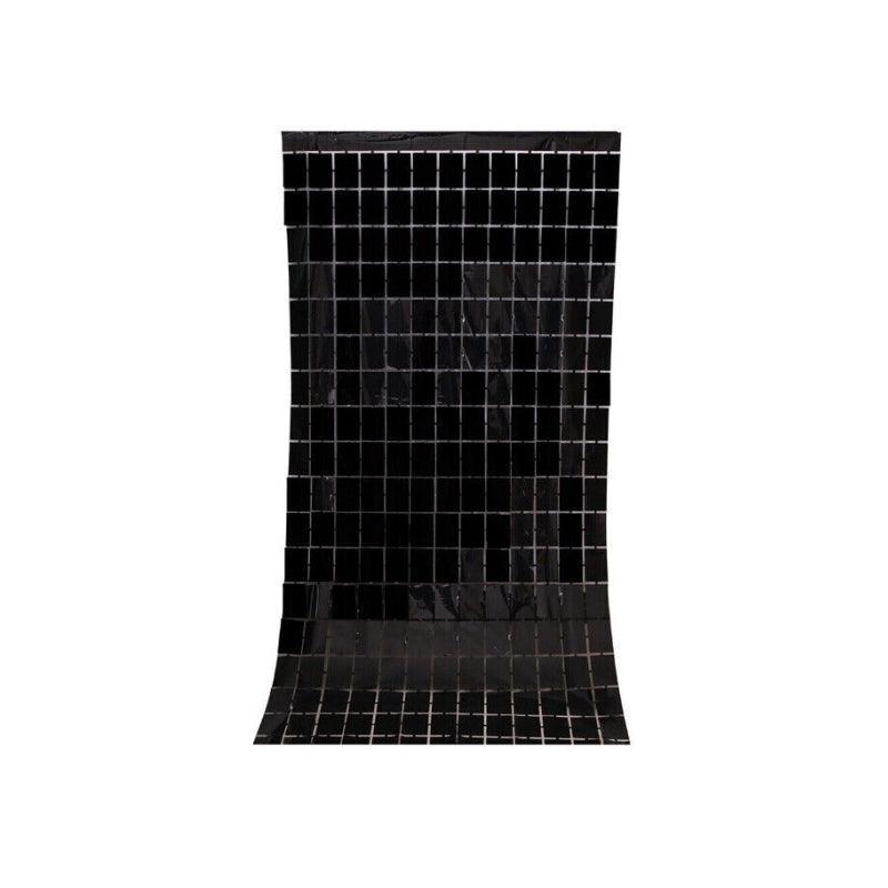 Rectangle Tinsel Curtain Shimmer Wall Backdrop 2M Length Party Decoration Sequin - Black 9