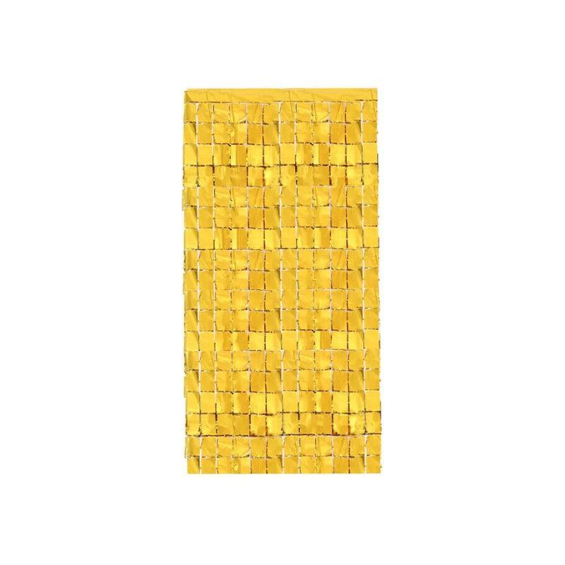 Rectangle Tinsel Curtain Shimmer Wall Backdrop 2M Length Party Decoration Sequin - Gold 6