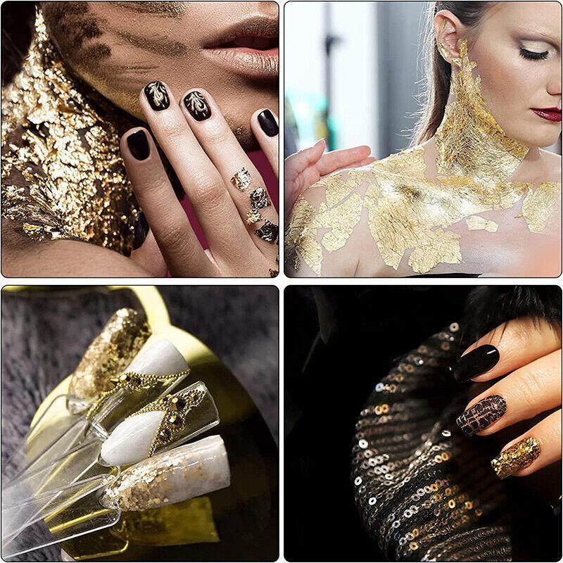 100X Gilding Gold & Silver Leaf Sheets for Nail Art & Craft Decoration - Silver 3