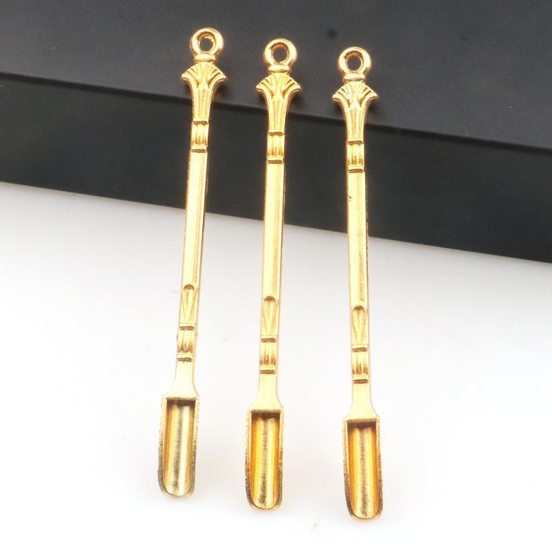 2PCS Gold Mini Scoop Spoon Metal Powder Spatula for Kitchen Craft or Resin Use 3