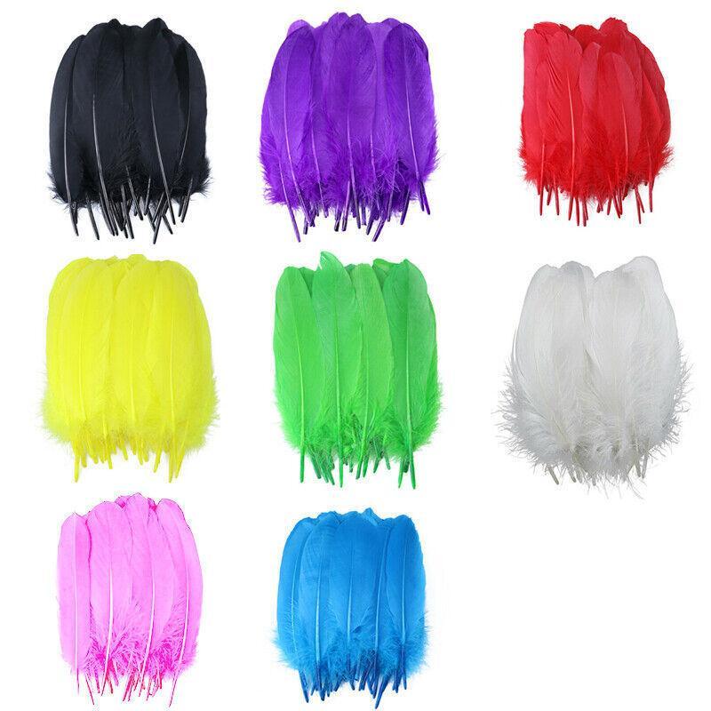 50X Craft Feathers Goose Feather Diy Art Party Decoration Wedding Dream Catcher - Black