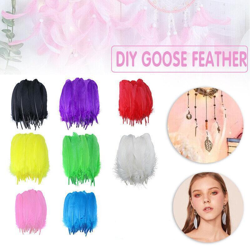 50X Craft Feathers Goose Feather Diy Art Party Decoration Wedding Dream Catcher - Purple