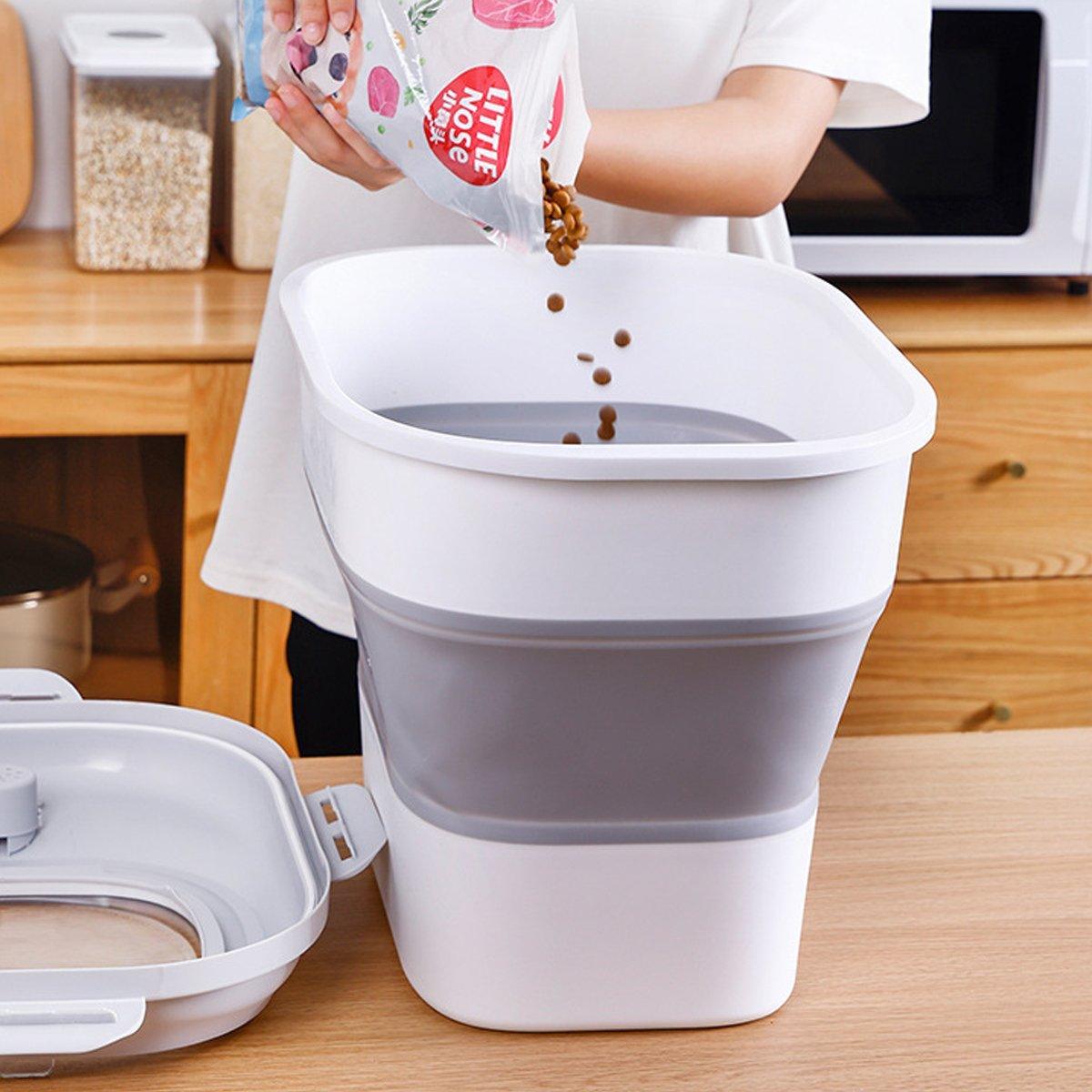 Large Capacity Pet Food Storage Box Foldable Design with Seal Lid - Pink 5