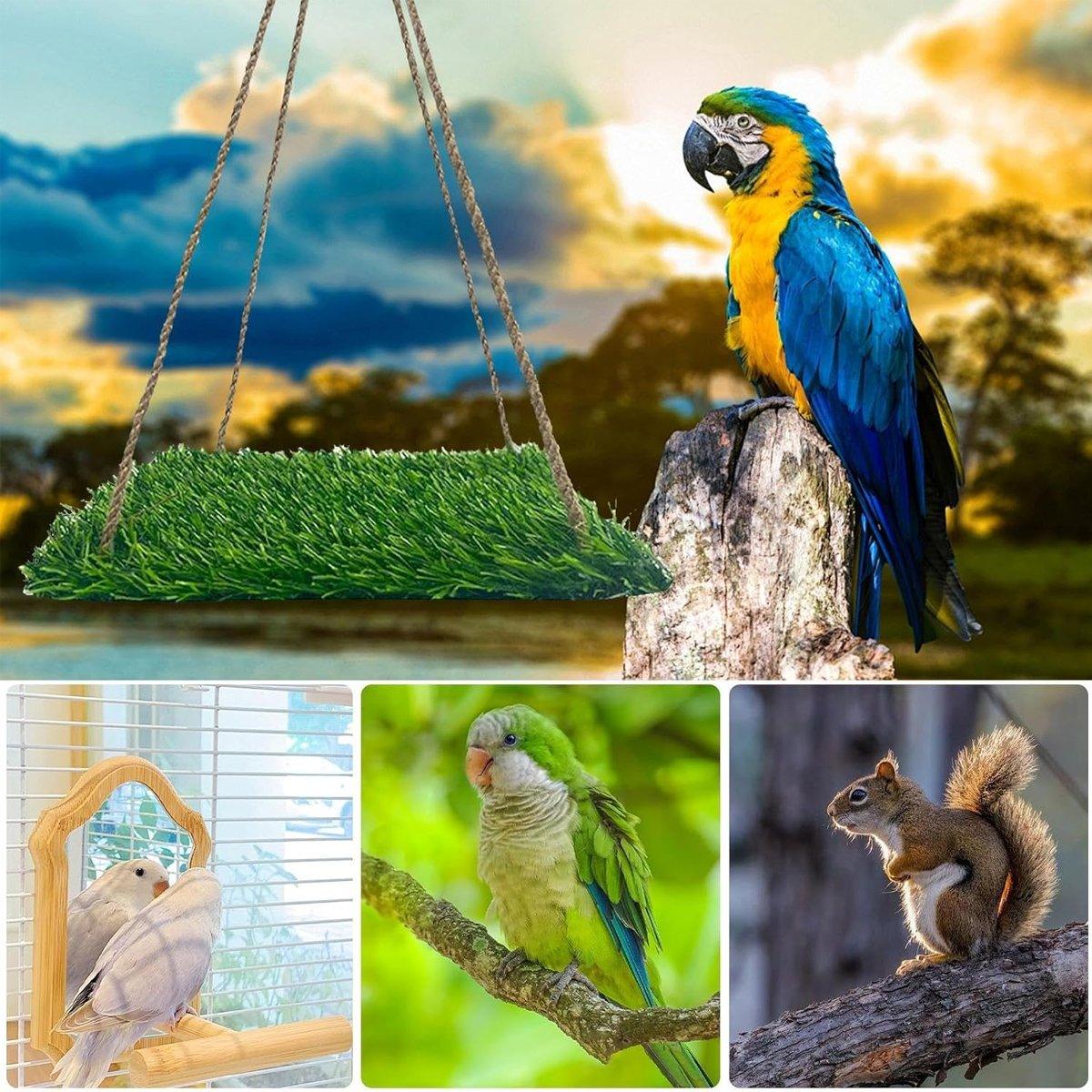 Parrot Turf Hammock Climbing Toy for Hamster Pet Bed Hanging Swing for Small Pet - Quadrate 5