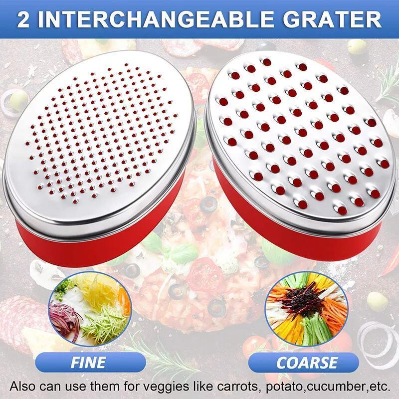 Stainless Steel Kitchen Cheese Grater with Container Storing Fruits Cheese Box - Red 4