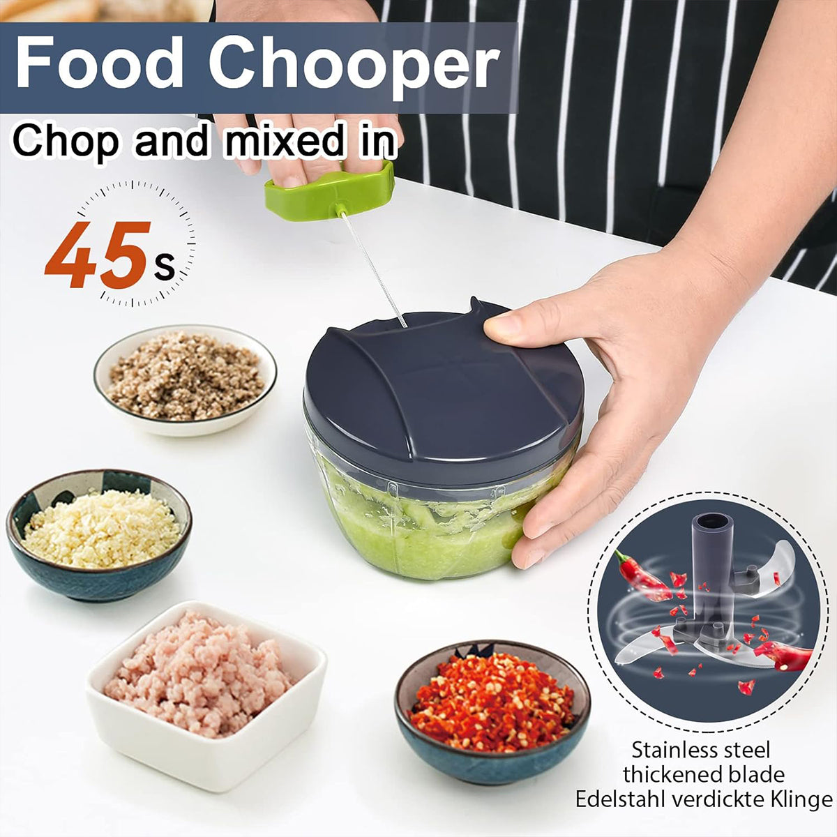 Garlic Press Chopper Slicer Hand Presser Grinder Crusher Home Kitchen Tools Use - 1000ml