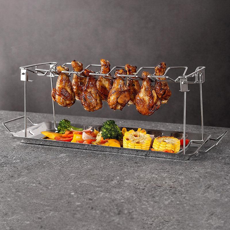 Foldable Stainless Steel Barbecue Grill Rack for Chicken Legs Outdoor Cooking 4