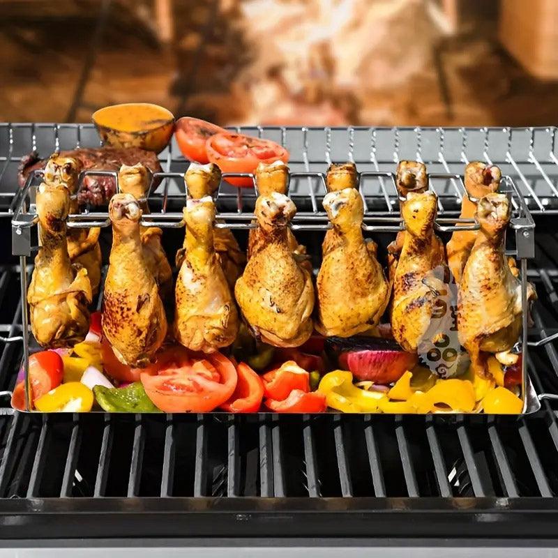 Foldable Stainless Steel Barbecue Grill Rack for Chicken Legs Outdoor Cooking 5