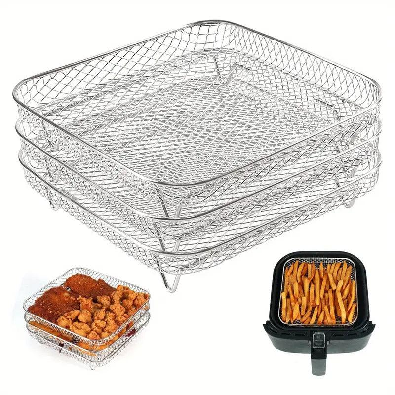 Air Fryer Grill Rack Multi Layer Removable Shelf Mesh Rack for Cooking BBQ - Rectangle 6