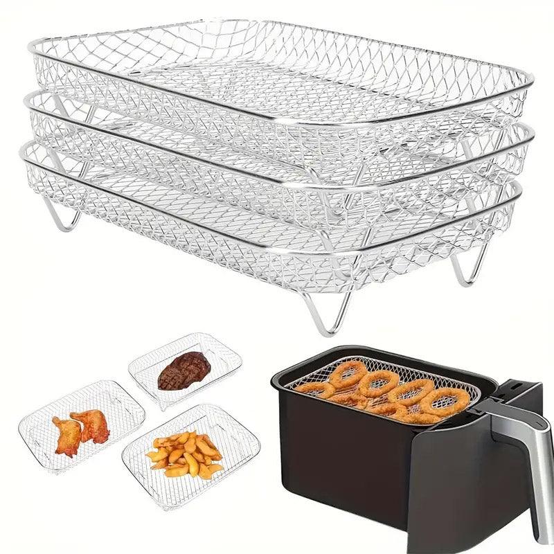 Air Fryer Grill Rack Multi Layer Removable Shelf Mesh Rack for Cooking BBQ - Rectangle 8