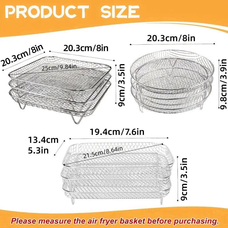 Air Fryer Grill Rack Multi Layer Removable Shelf Mesh Rack for Cooking BBQ - Round 3