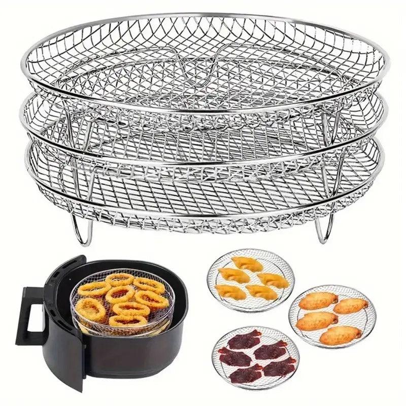 Air Fryer Grill Rack Multi Layer Removable Shelf Mesh Rack for Cooking BBQ - Round 7
