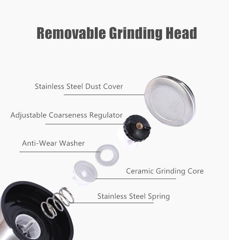 Stainless Steel Manual Salt and Pepper Grinder with Adjustable Ceramic Core - 200ML 4