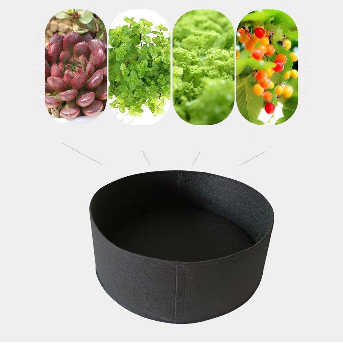 5x Felt Planting Bag Round Vegetable Garden Flower Seedling Grow Bags for Plants - Black-30*20cm 3